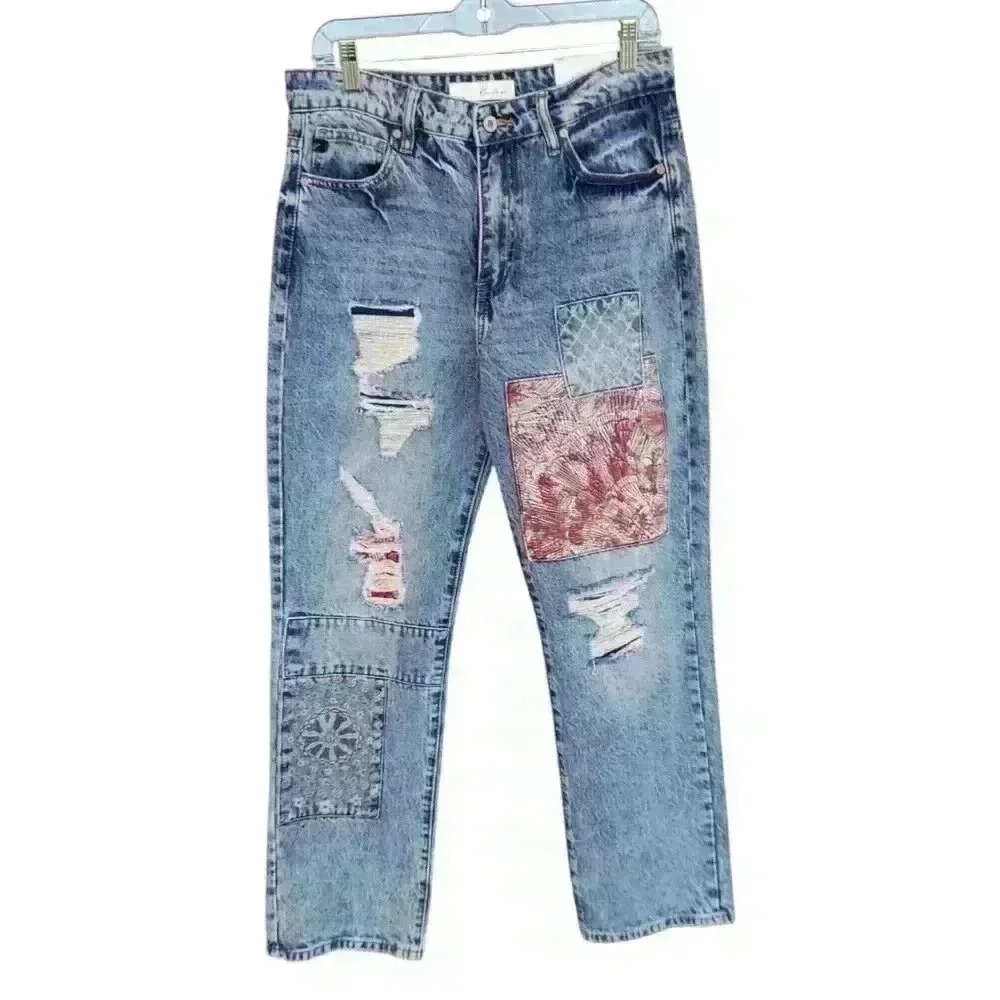 NWT Kancan Pretty In Patchwork High Rise Boyfriend Jean